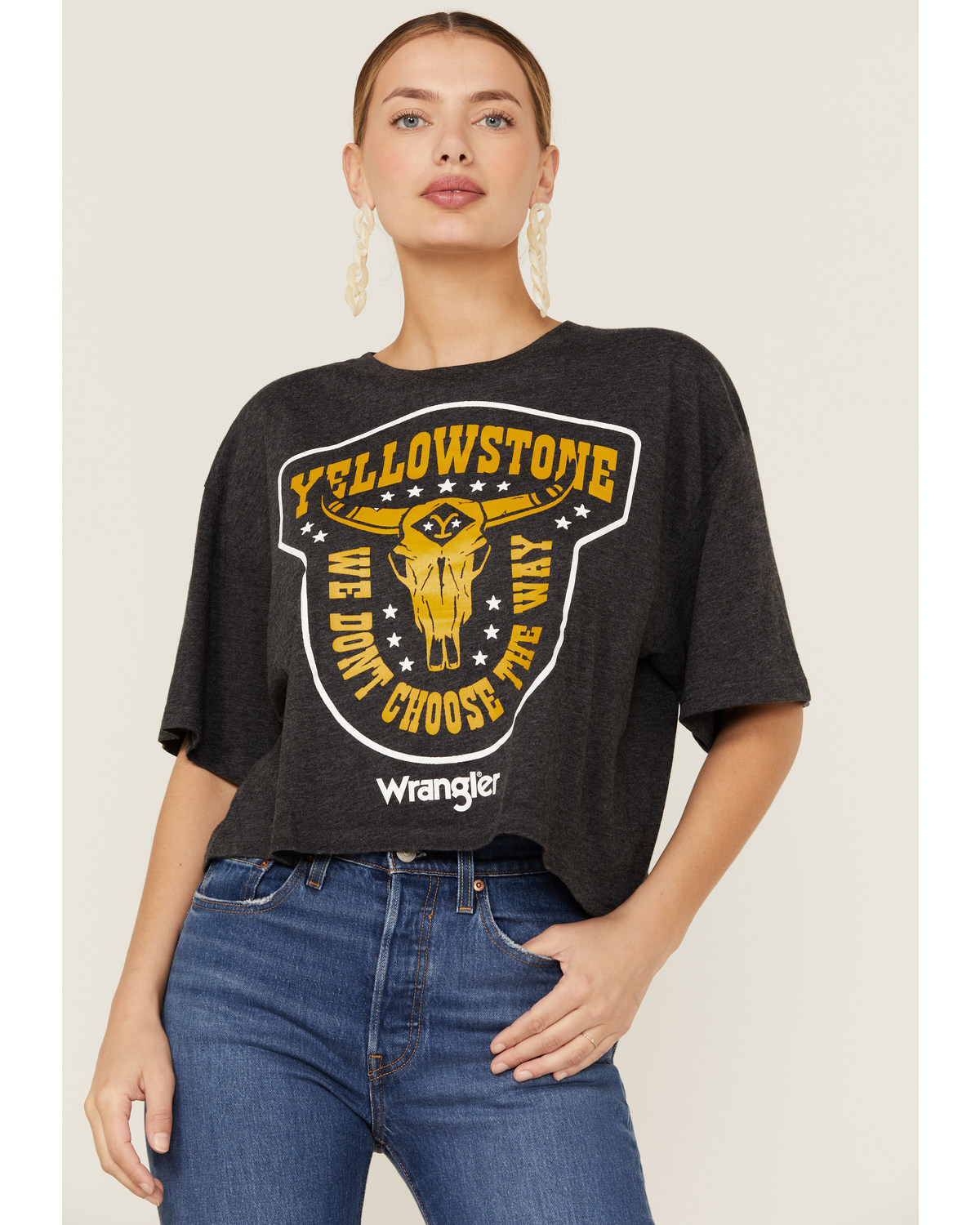 Wrangler Women's Yellowstone Steer Head Graphic Crop Tee