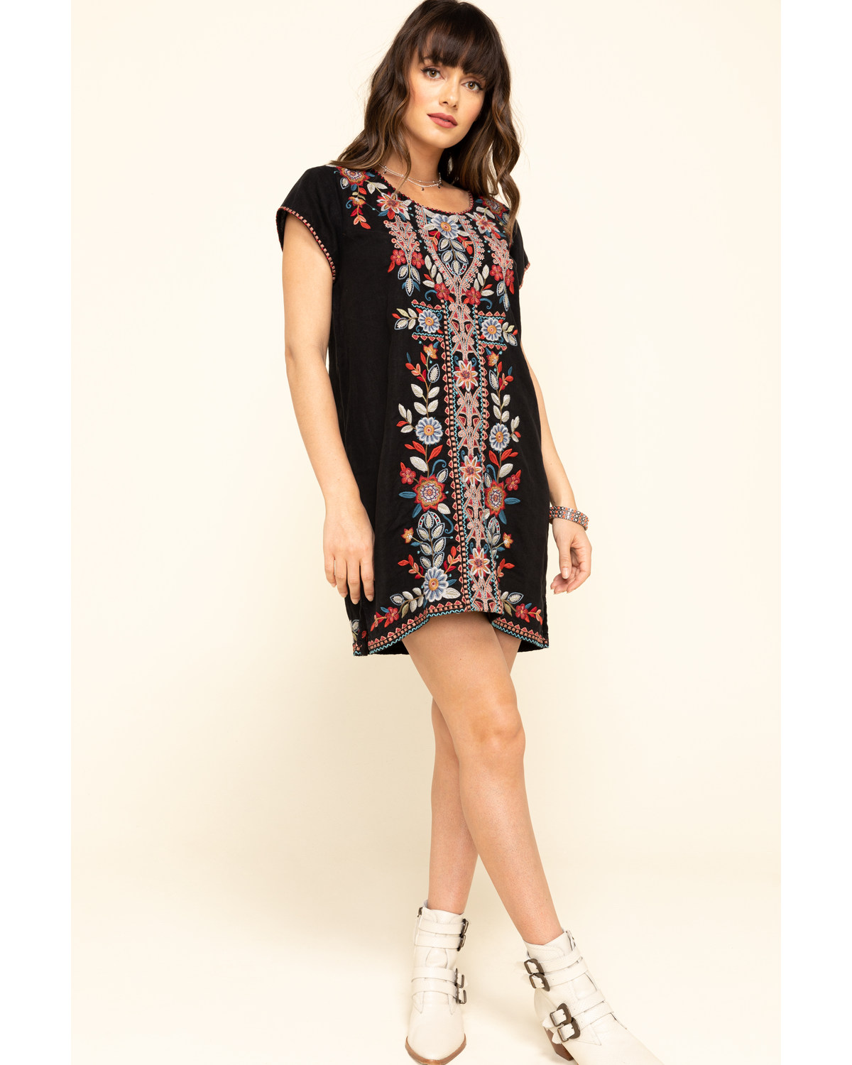Johnny was black embroidered dress clearance