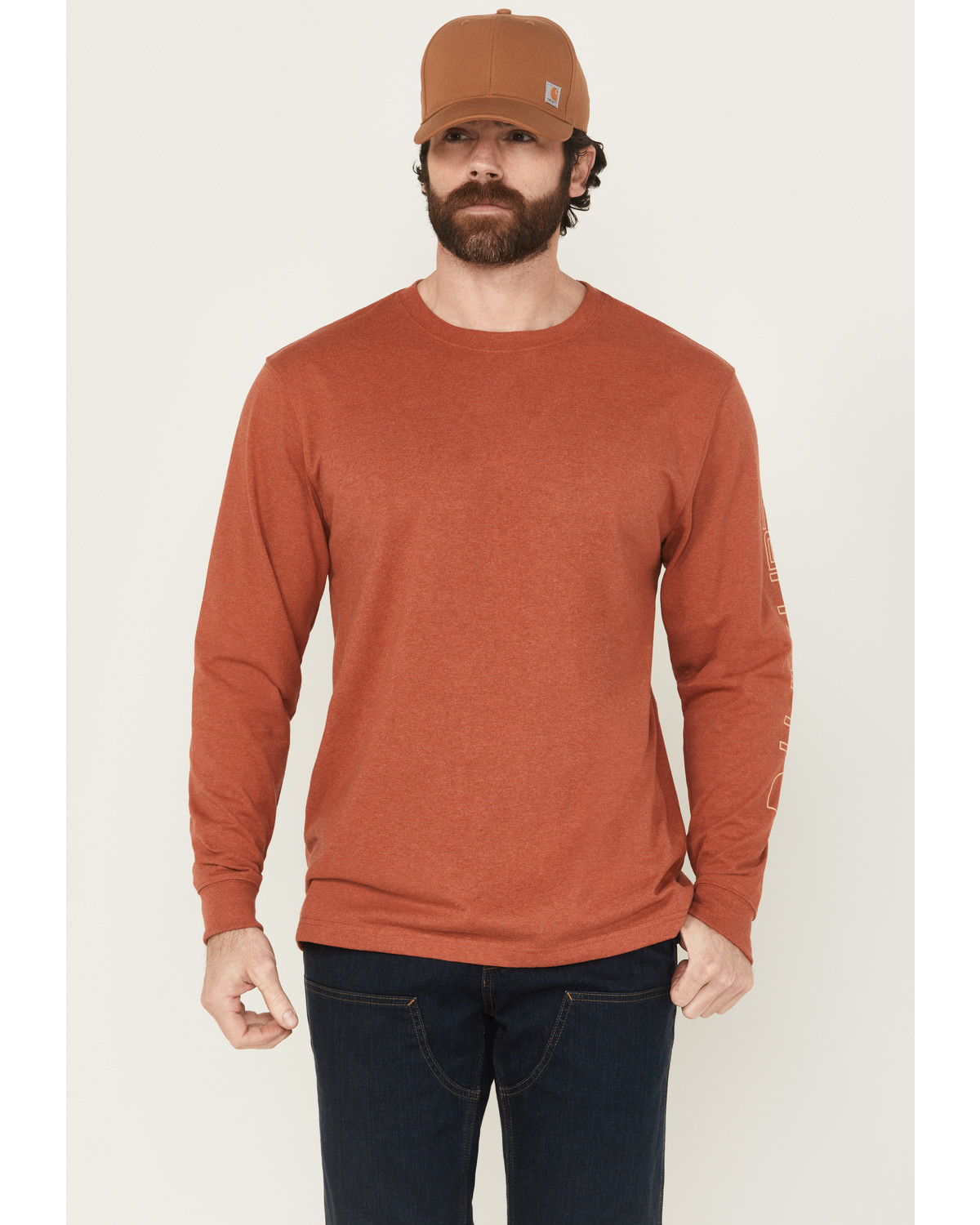 Carhartt Men's Logo Loose Fit Heavyweight Long Sleeve Graphic T-Shirt