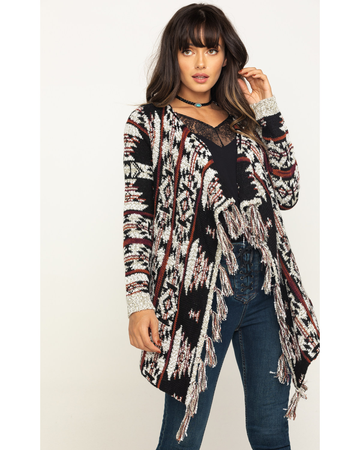fringe lurex cardigan
