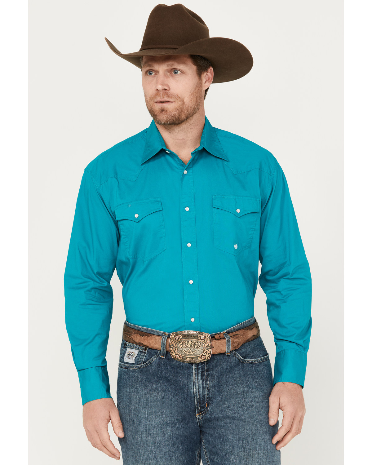 Roper Men's Amarillo Solid Long Sleeve Pearl Snap Western Shirt