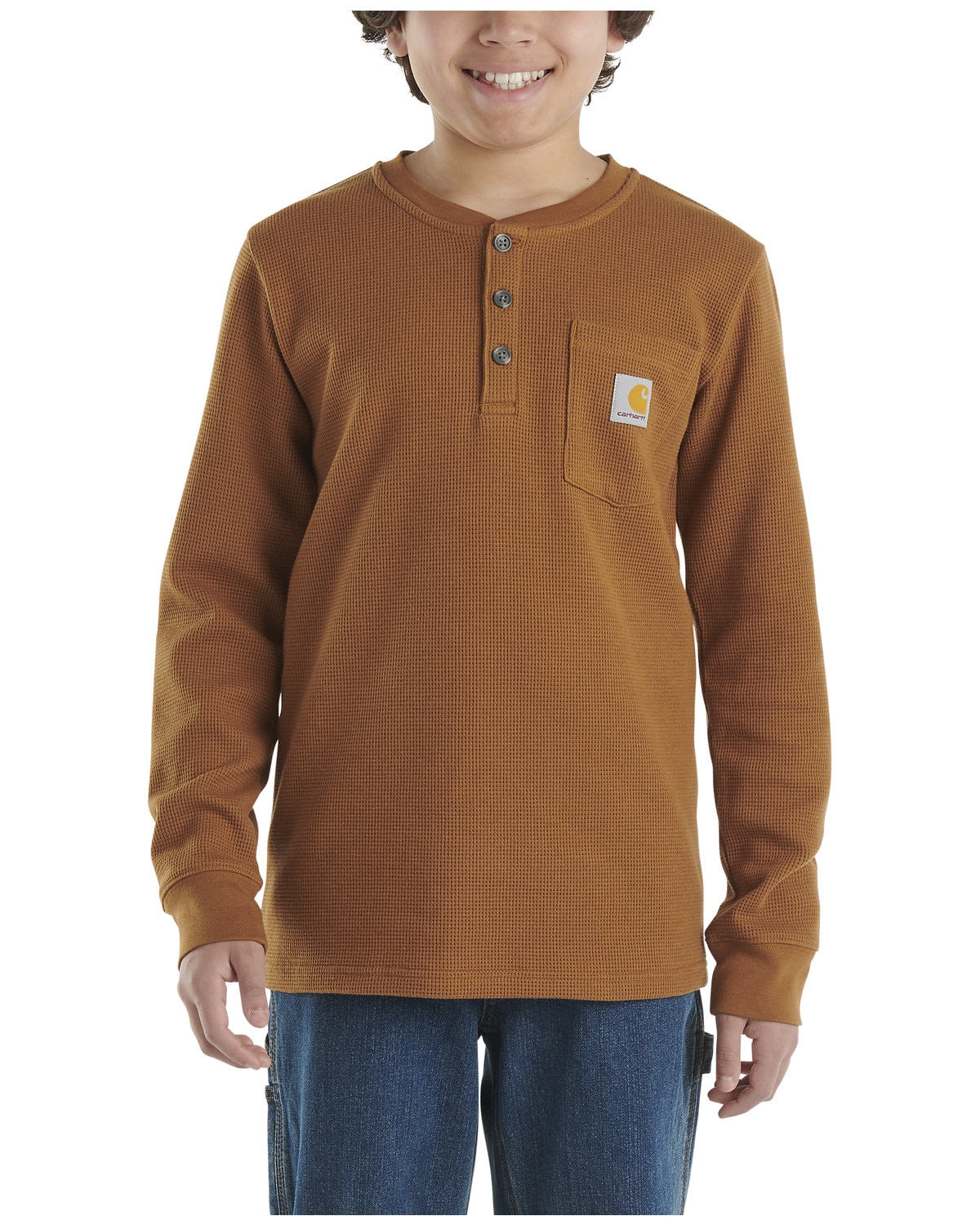 Carhartt Boys' Logo Henley Pocket Long Sleeve Shirt