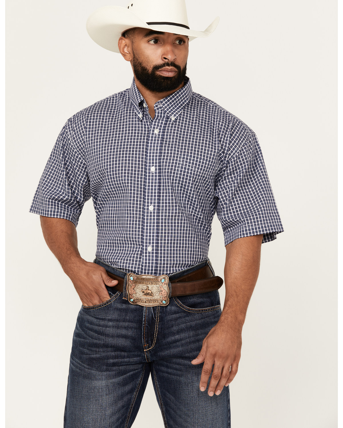 Wrangler Men's Assorted Riata Plaid Button-Down Western Shirt