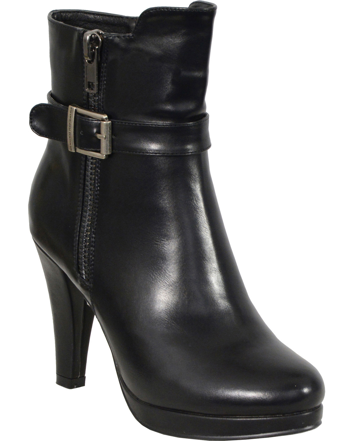 heeled black boots leather