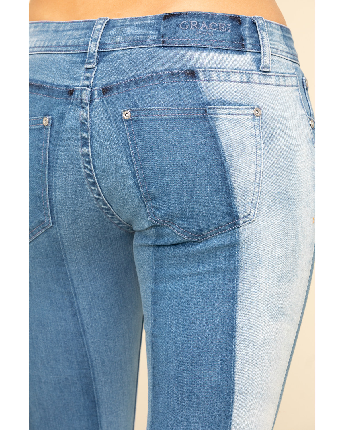 Grace in LA Women's Medium Wash Thick Stripe Flare Jeans | Boot Barn
