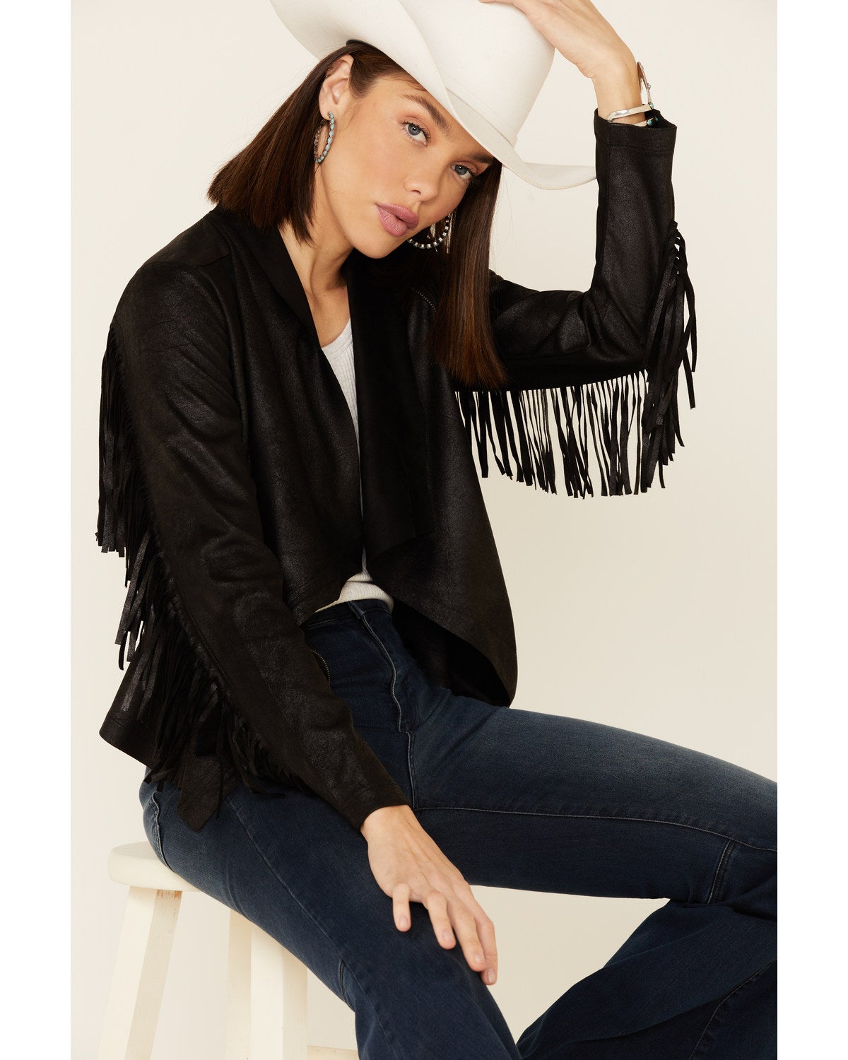 black suede fringe jacket