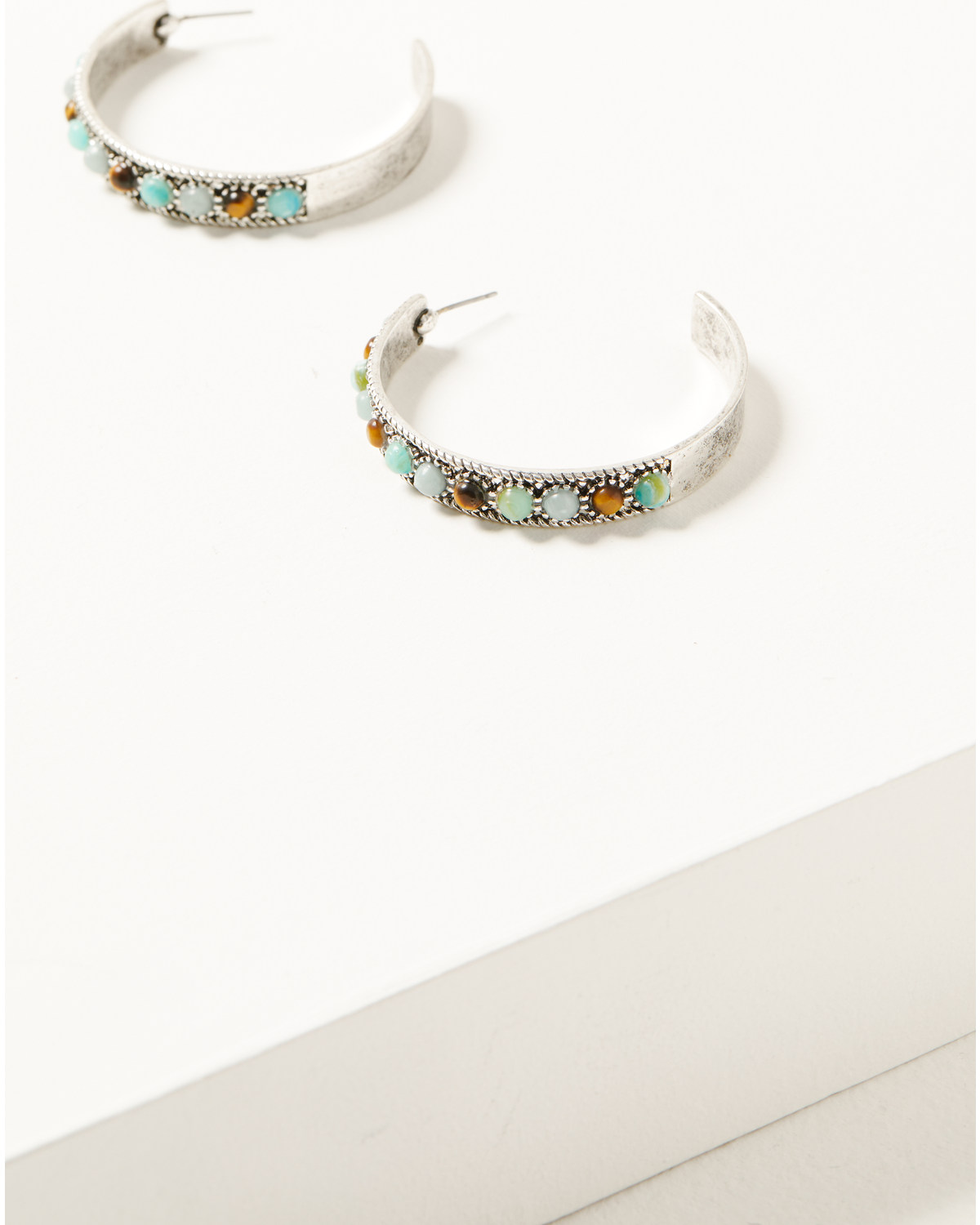 Shyanne Women's Juniper Sky Gem Hoop Earrings