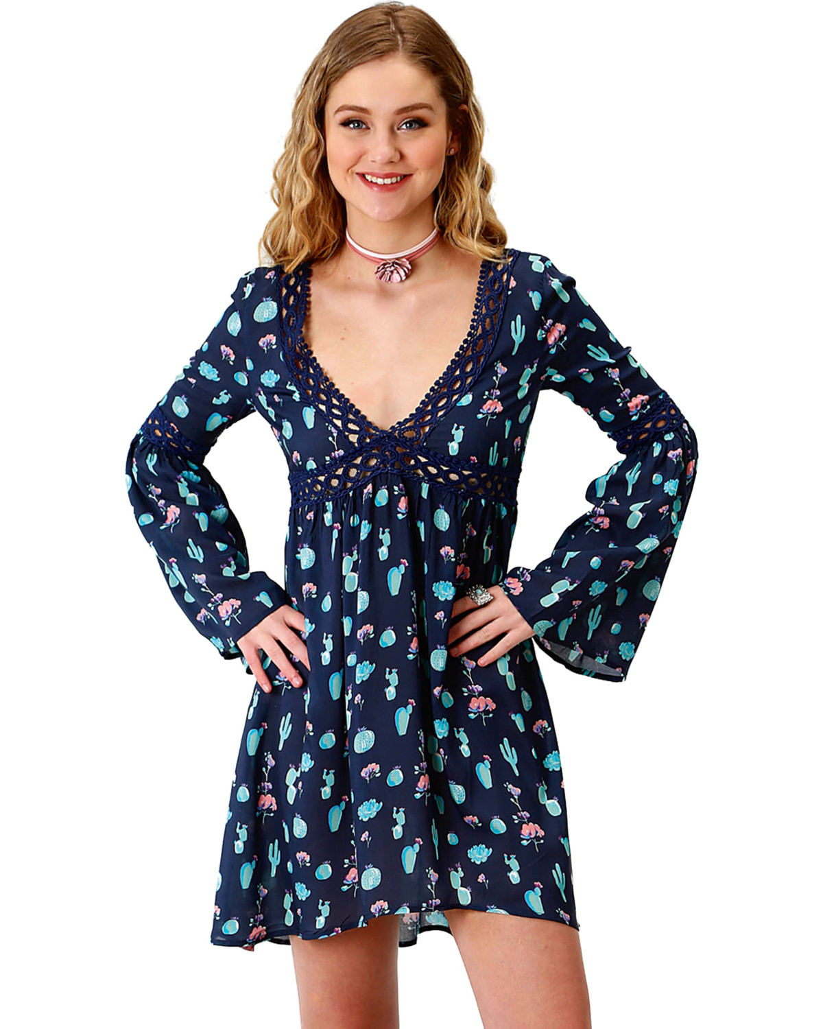 navy print dress