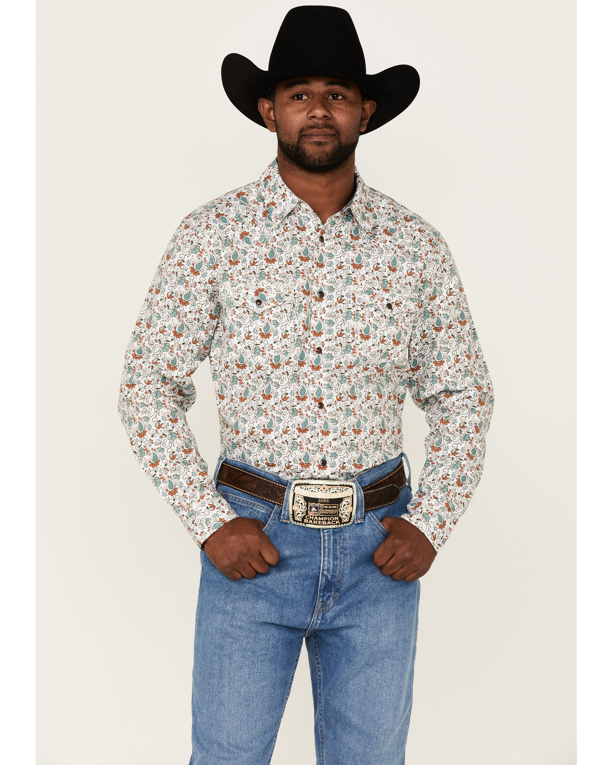 Cody James Men's Salvador Floral Print Long Sleeve Snap Western Shirt