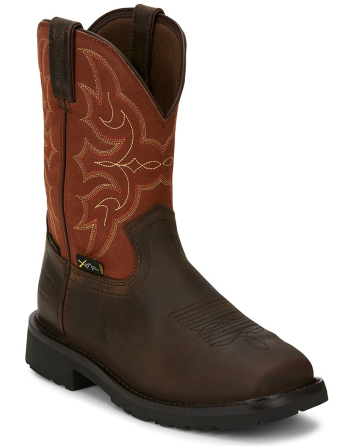 Justin Men's Ricochet Waterproof Western Work Boots - Composite Toe Met Guard