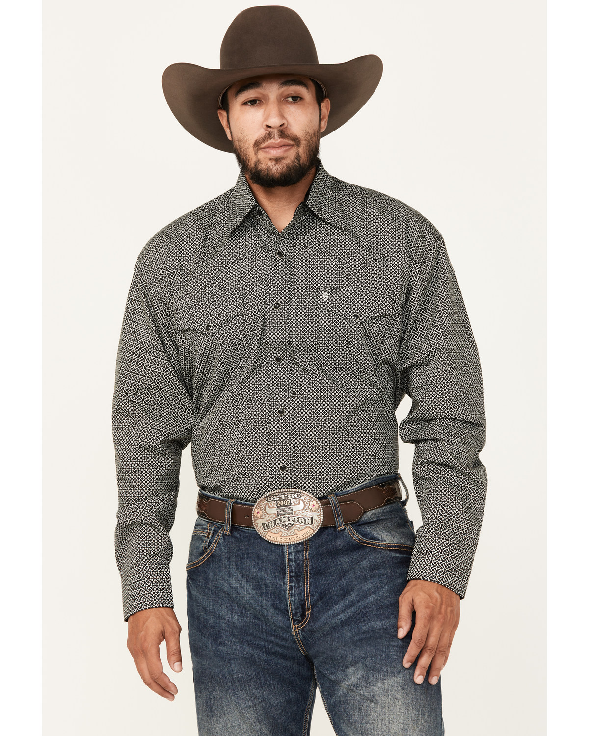 Stetson Men's Geo Print Long Sleeve Snap Western Shirt