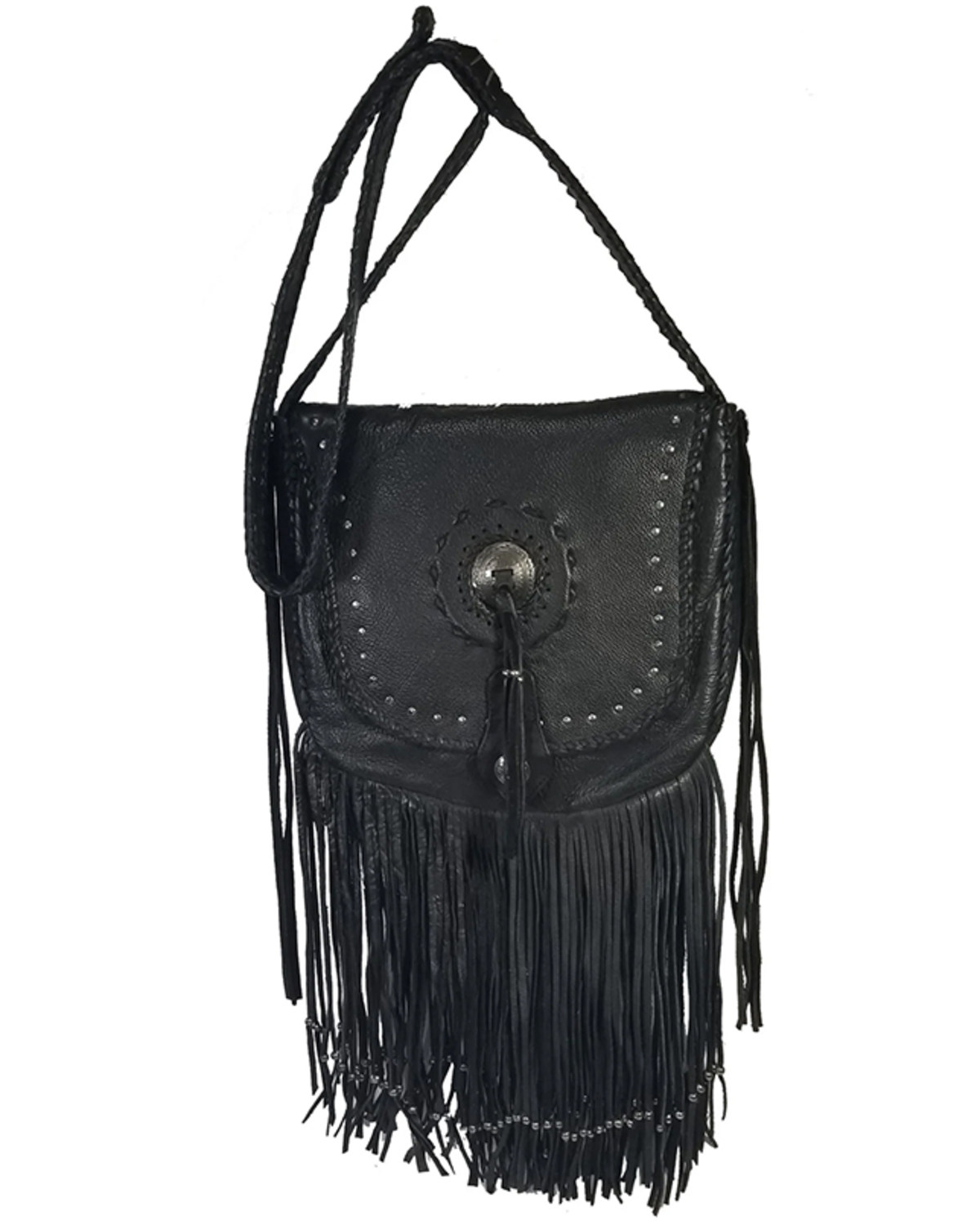 Kobler Leather Women's Concho Fringe Crossbody Bag