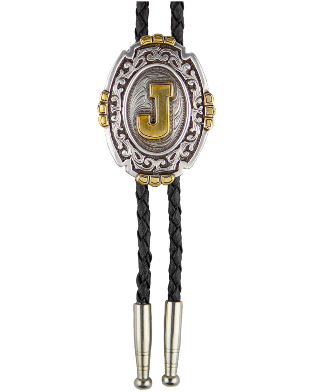 Cody James Men's Antique Silver & Gold Initial J Bolo Tie