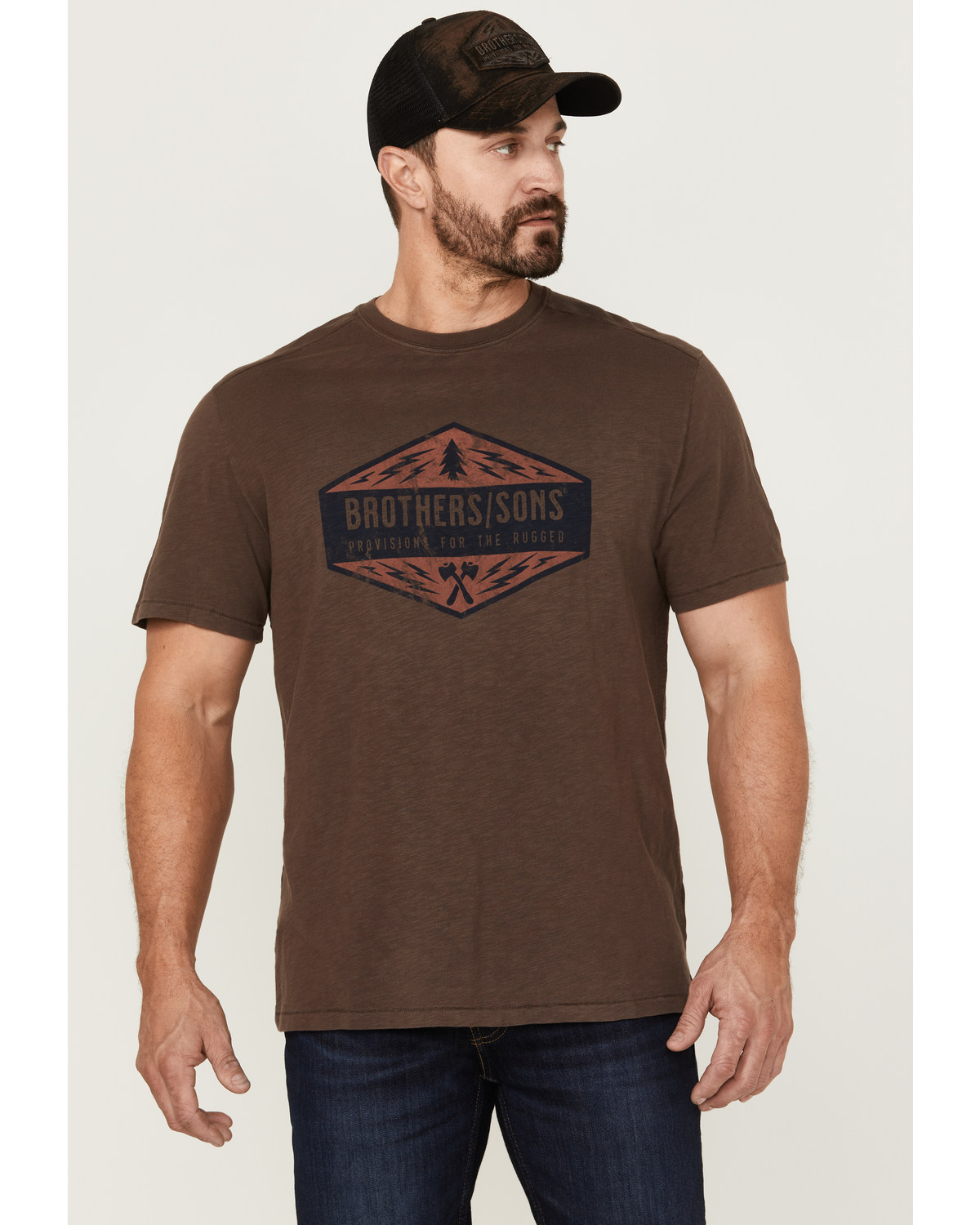 Brothers and Sons Men's Weathered Diamond Logo Slub Graphic T-Shirt