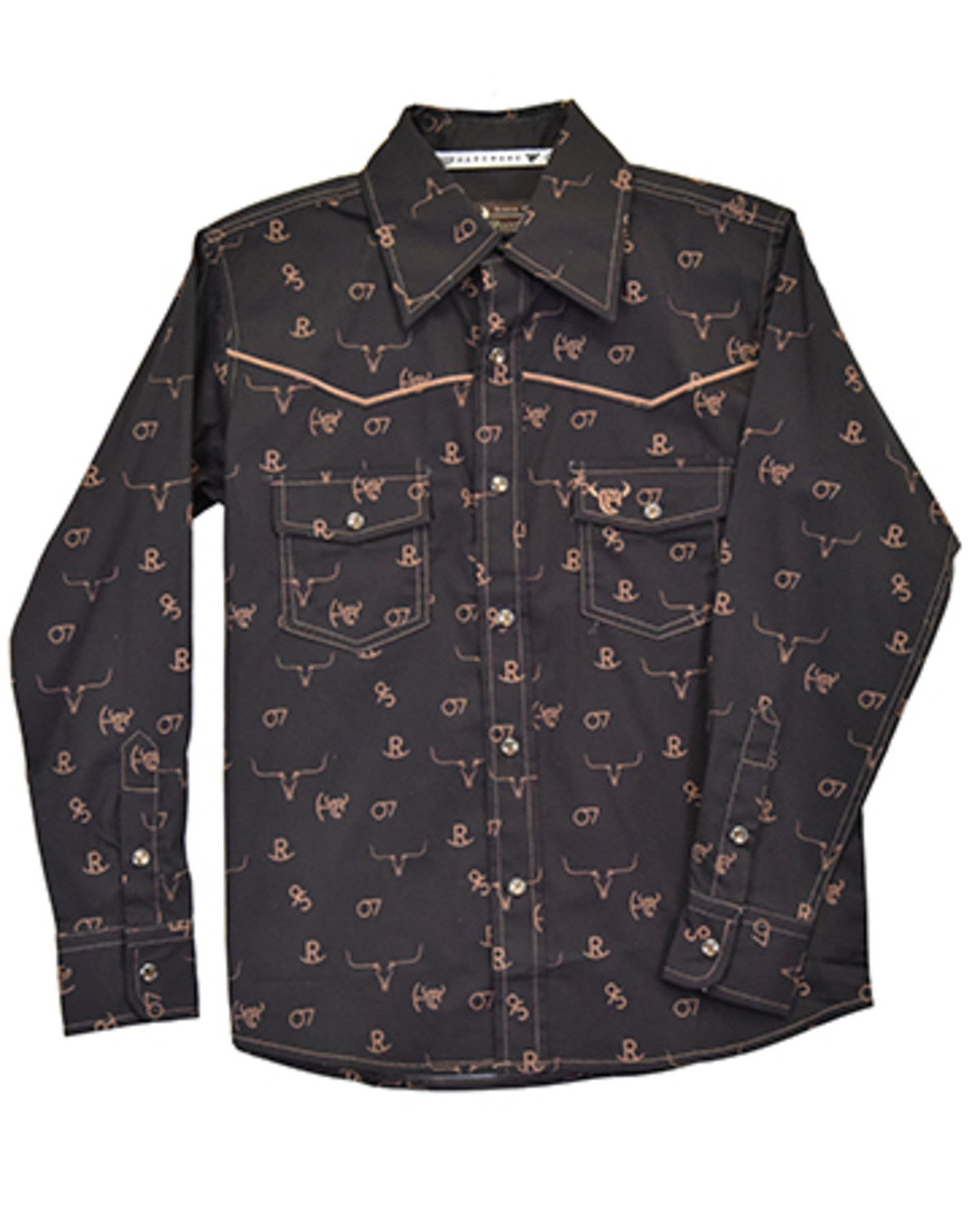 Cowboy Hardware Boys' Branding Iron Long Sleeve Snap Stretch Western Shirt