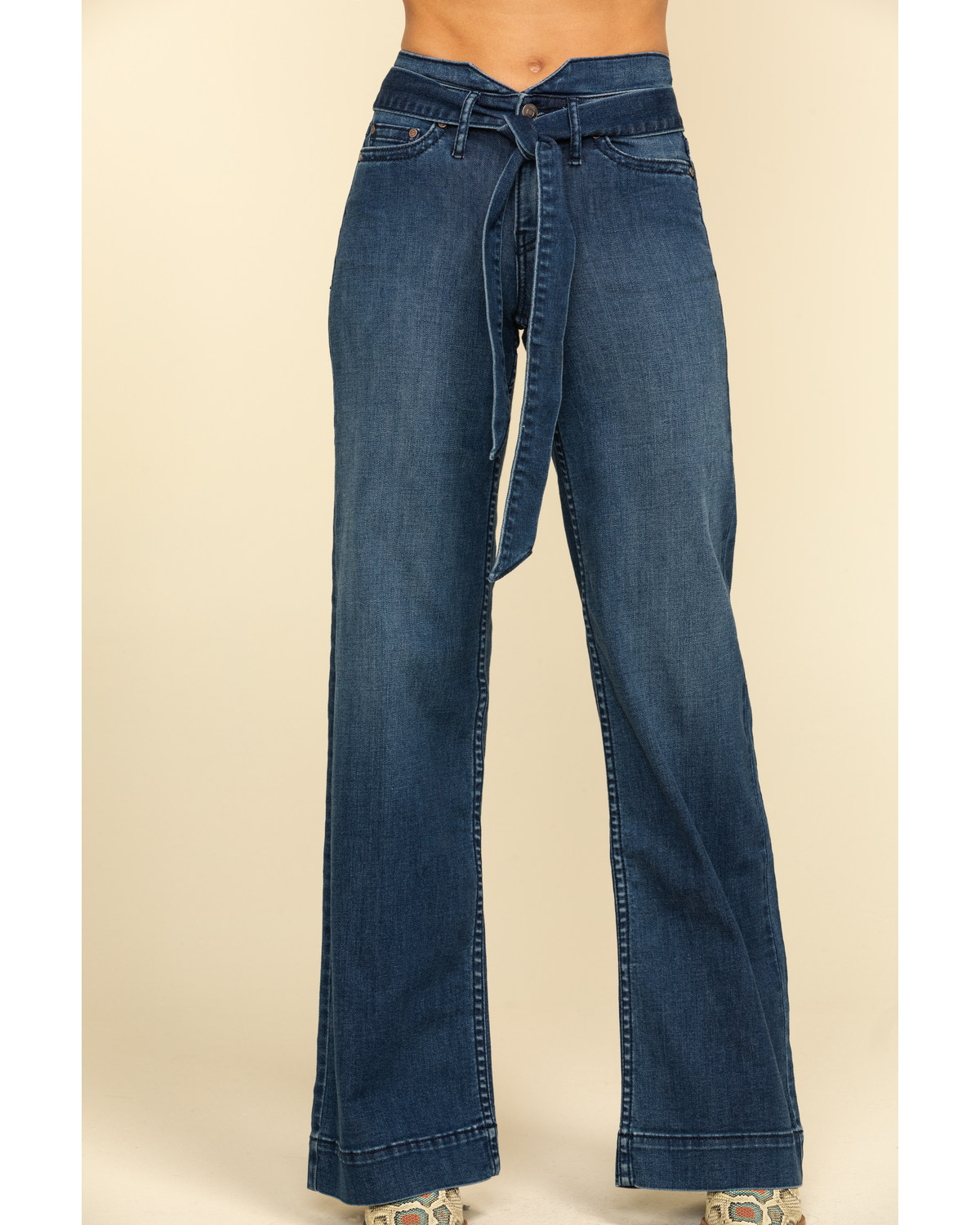 belted flare jeans