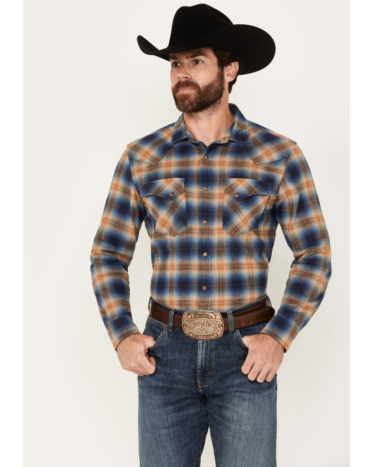 Pendleton Men's Wyatt Plaid Print Long Sleeve Snap Western Shirt