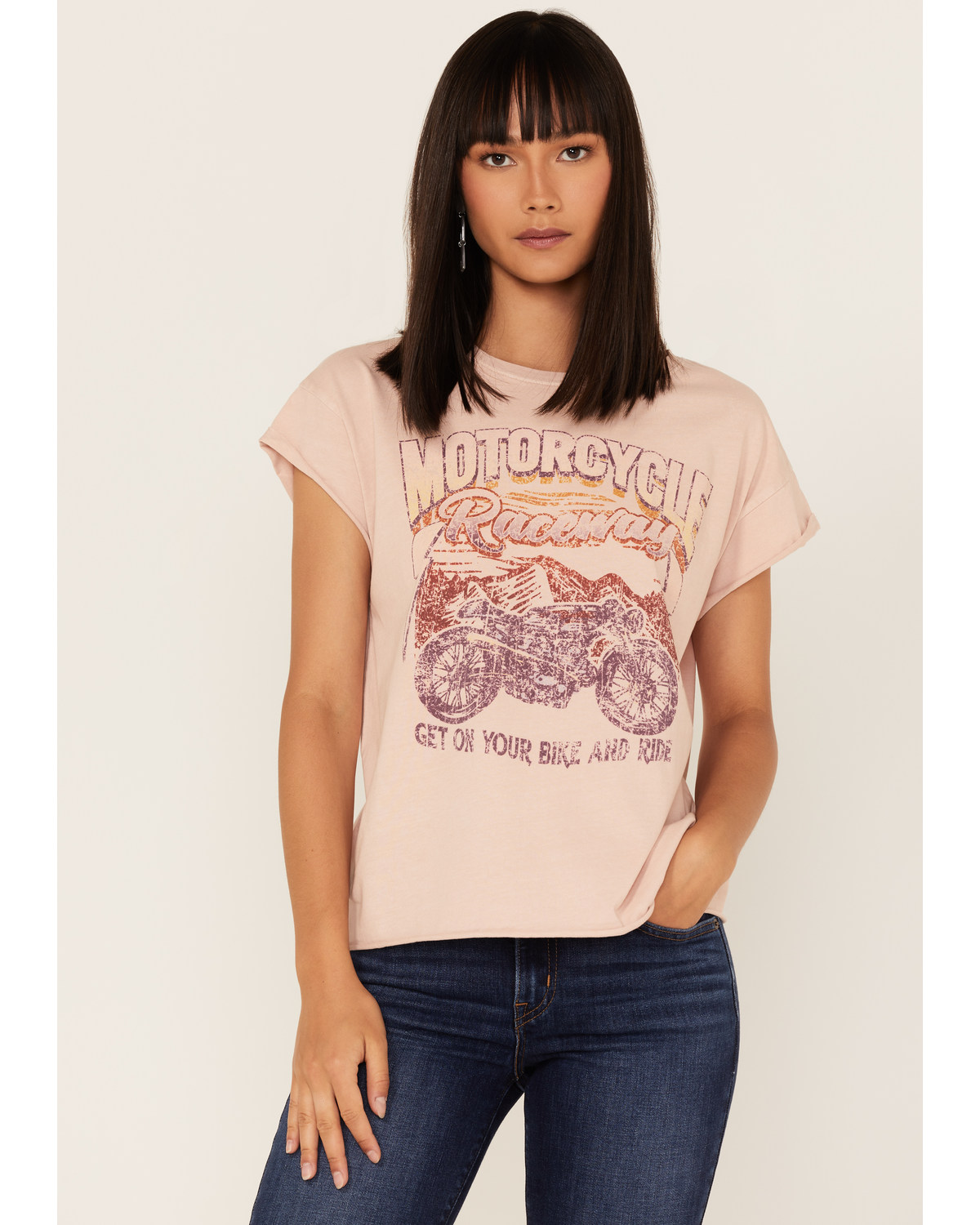 Cleo + Wolf Women's Motorcycle Raceway Vintage Graphic Tee