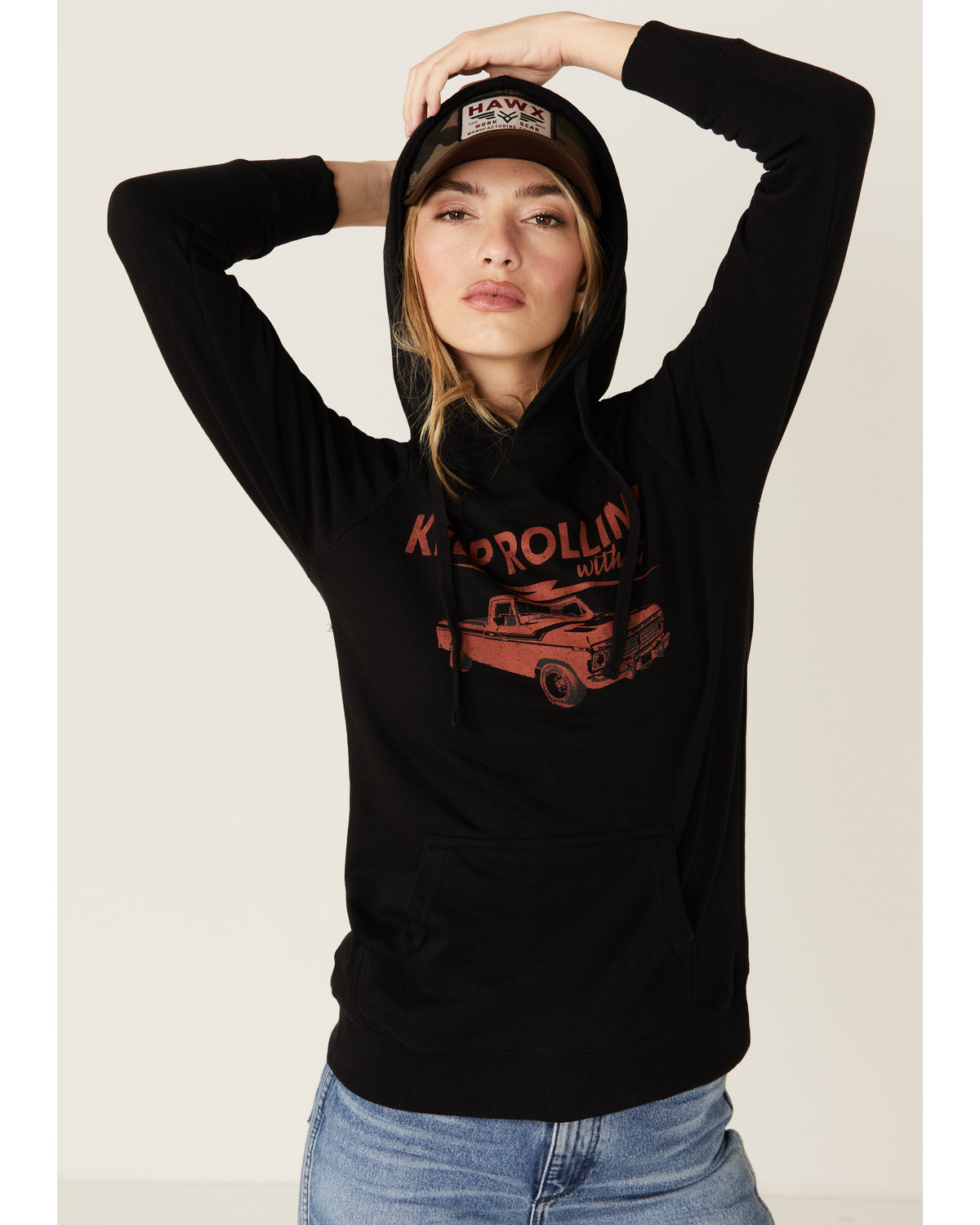 Blended Women's Keep Rollin Black Graphic Hoodie Sweater