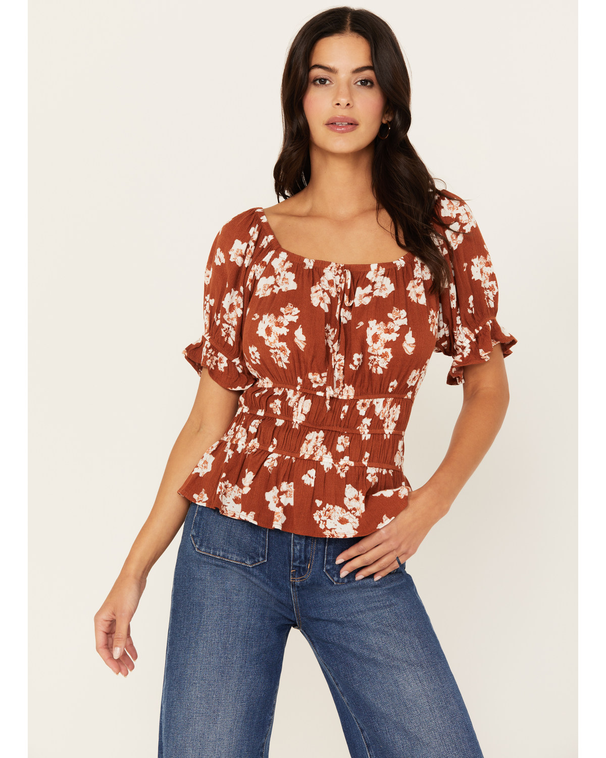 Wild Moss Women's Floral Smocked Top