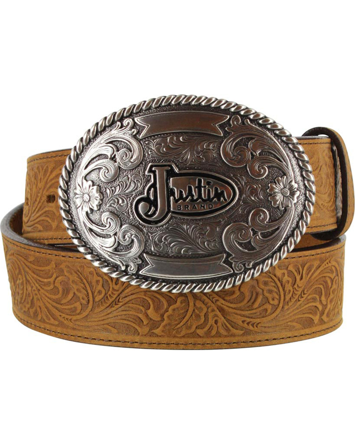 Justin Men's Floral Leather Trophy Belt