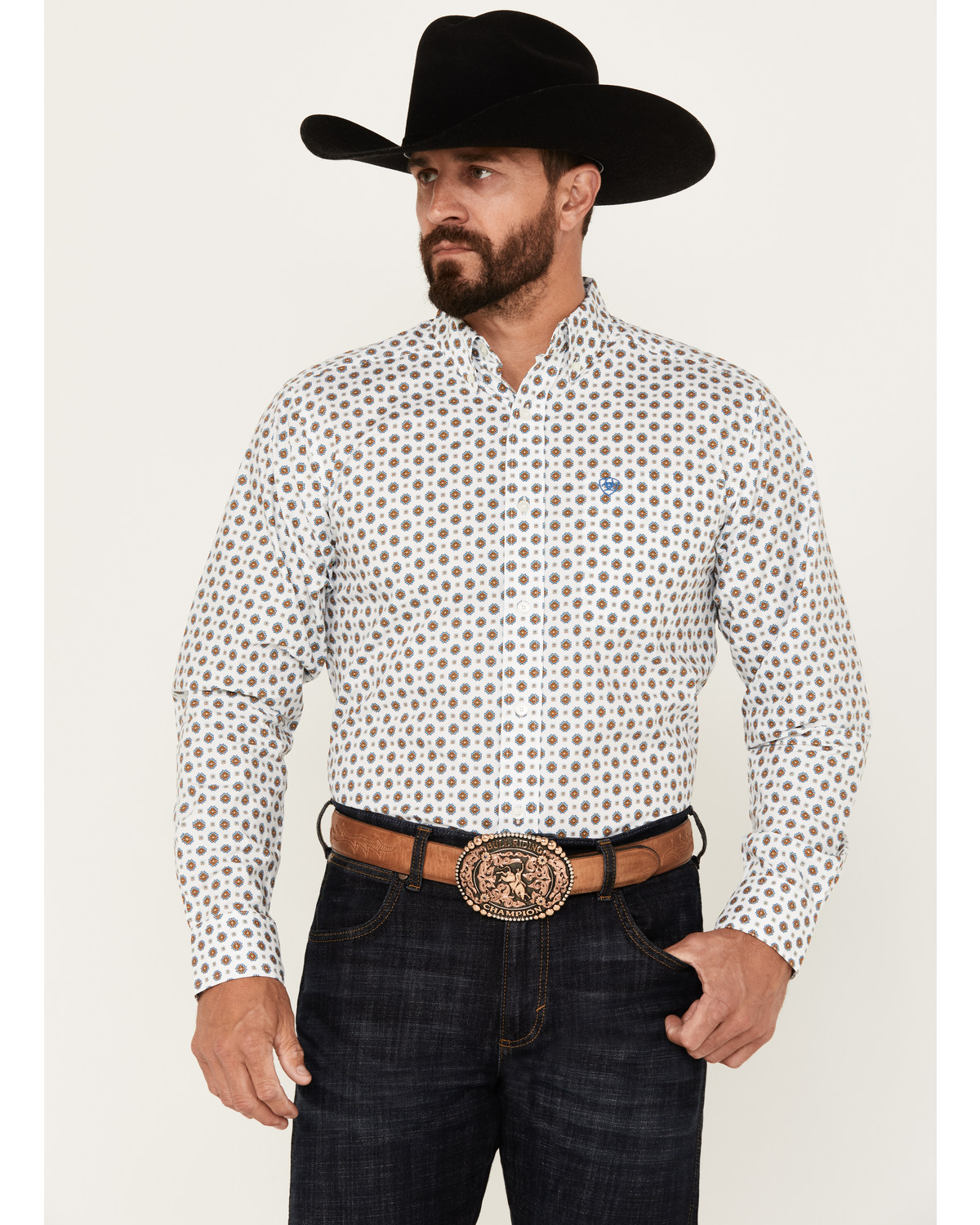 Ariat Men's Garvie Southwestern Geo Print Long Sleeve Button-Down Western Shirt