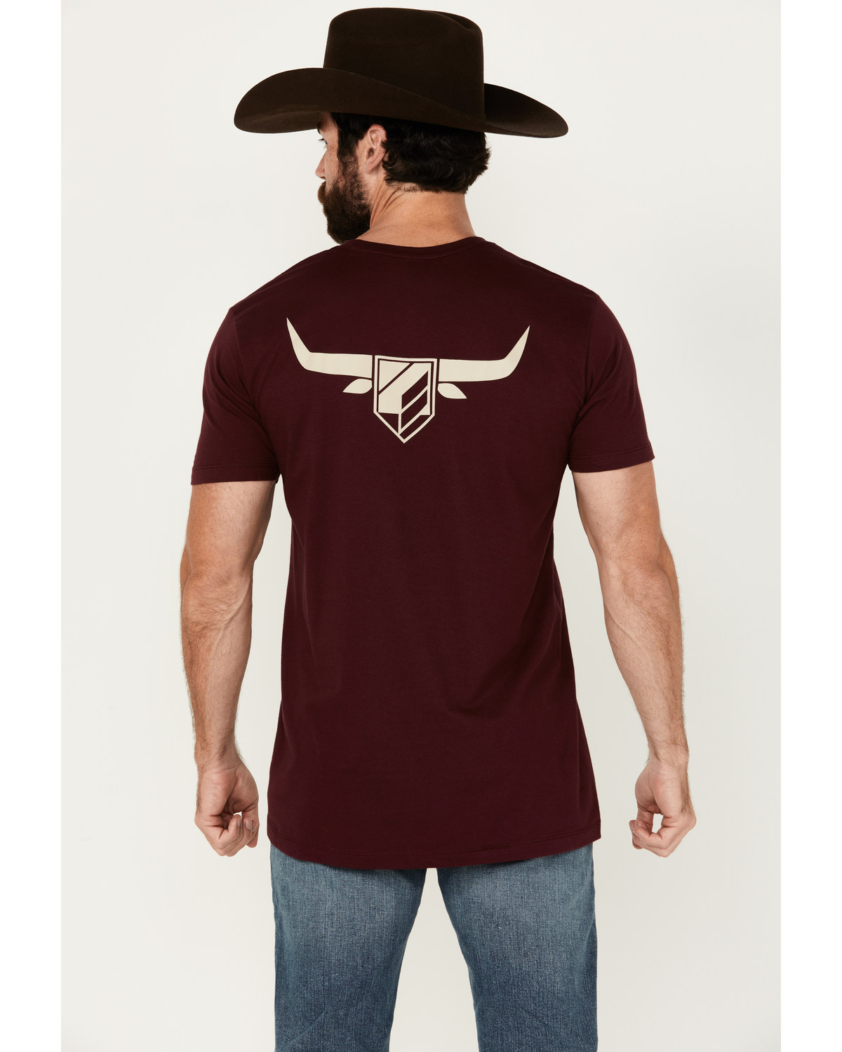 RANK 45® Men's Long Horn Logo Short Sleeve Graphic T-Shirt