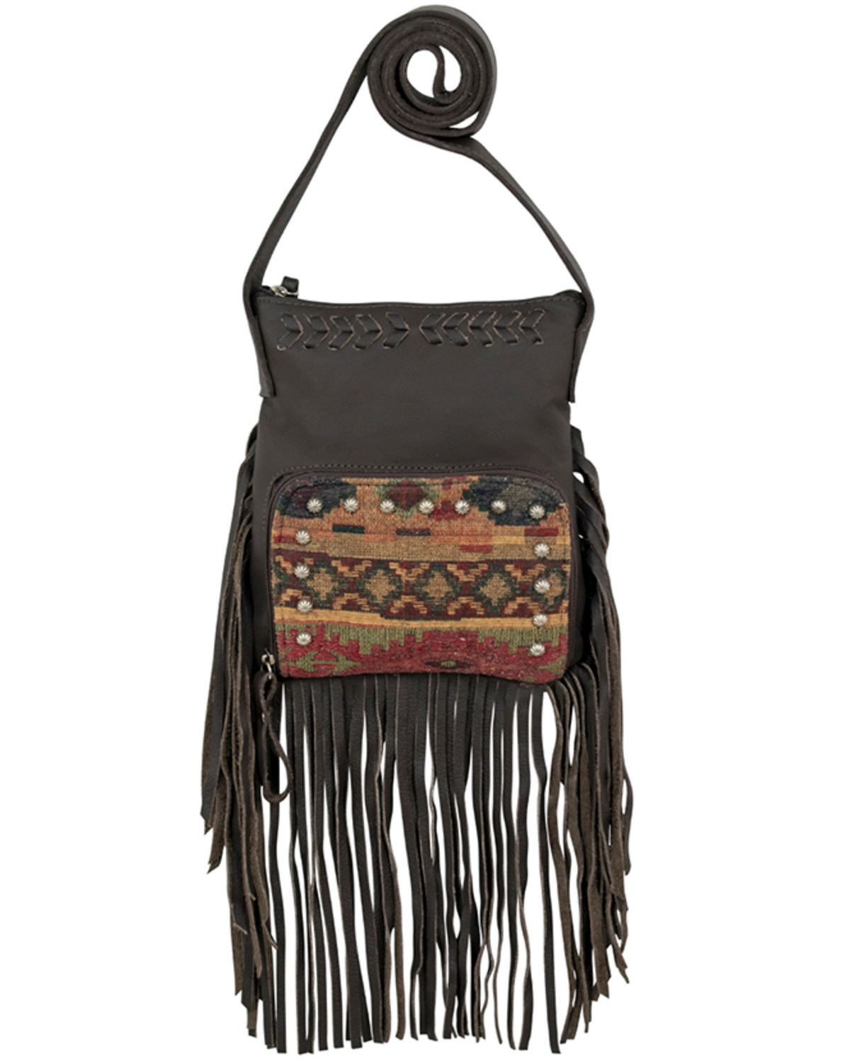 American West Women's Southwestern Tapestry Fringe Handbag