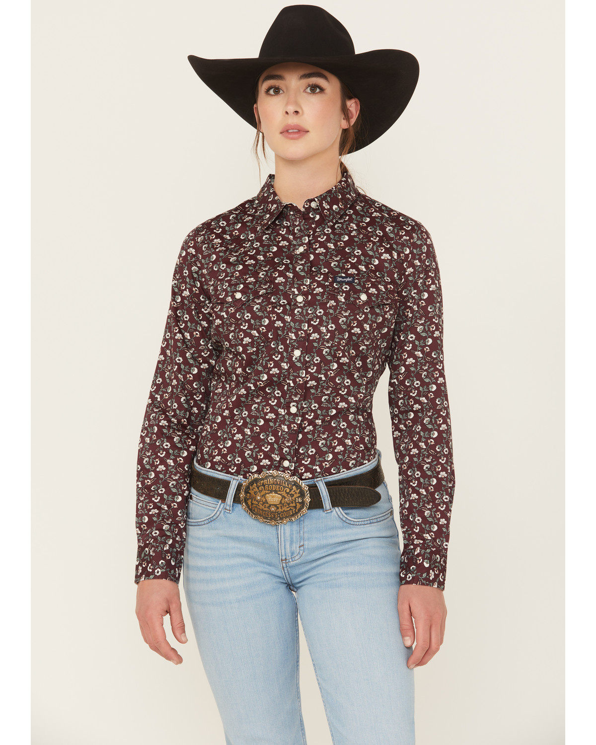 Wrangler Retro Women's Floral Print Long Sleeve Snap Western Shirt
