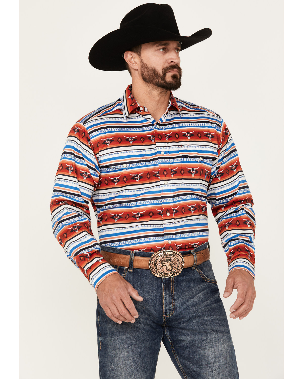 Ariat Men's Pratt Southwestern Striped Print Long Sleeve Snap Western Shirt