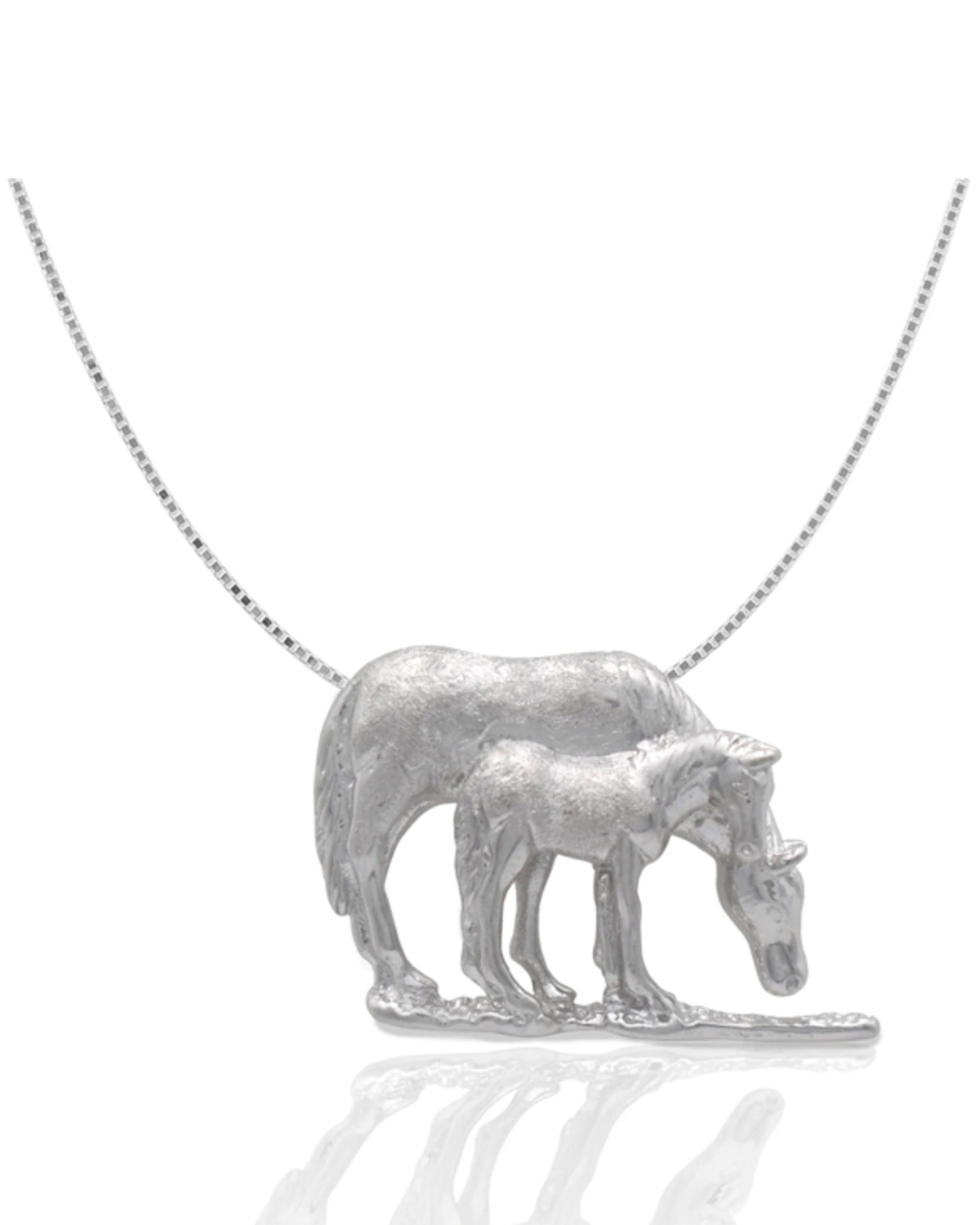 Kelly Herd Women's Silver Grazing Mare & Foal Pendant Necklace