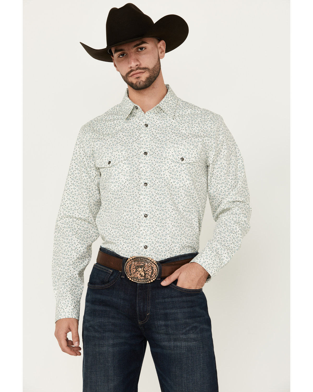 Gibson Men's La Salle Floral Print Long Sleeve Snap Western Shirt