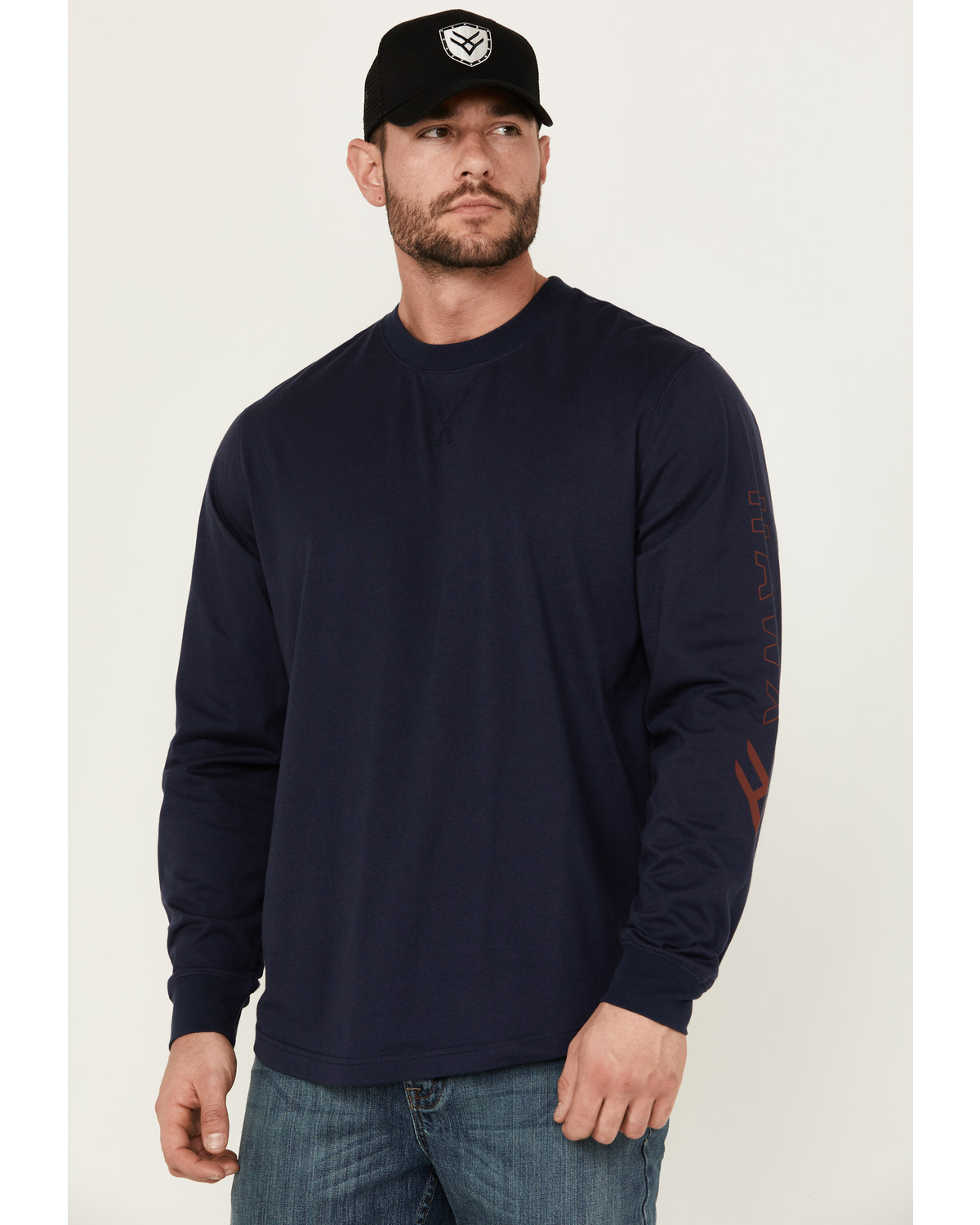 Hawx Men's Long Sleeve Knit Solid Logo Work T-Shirt