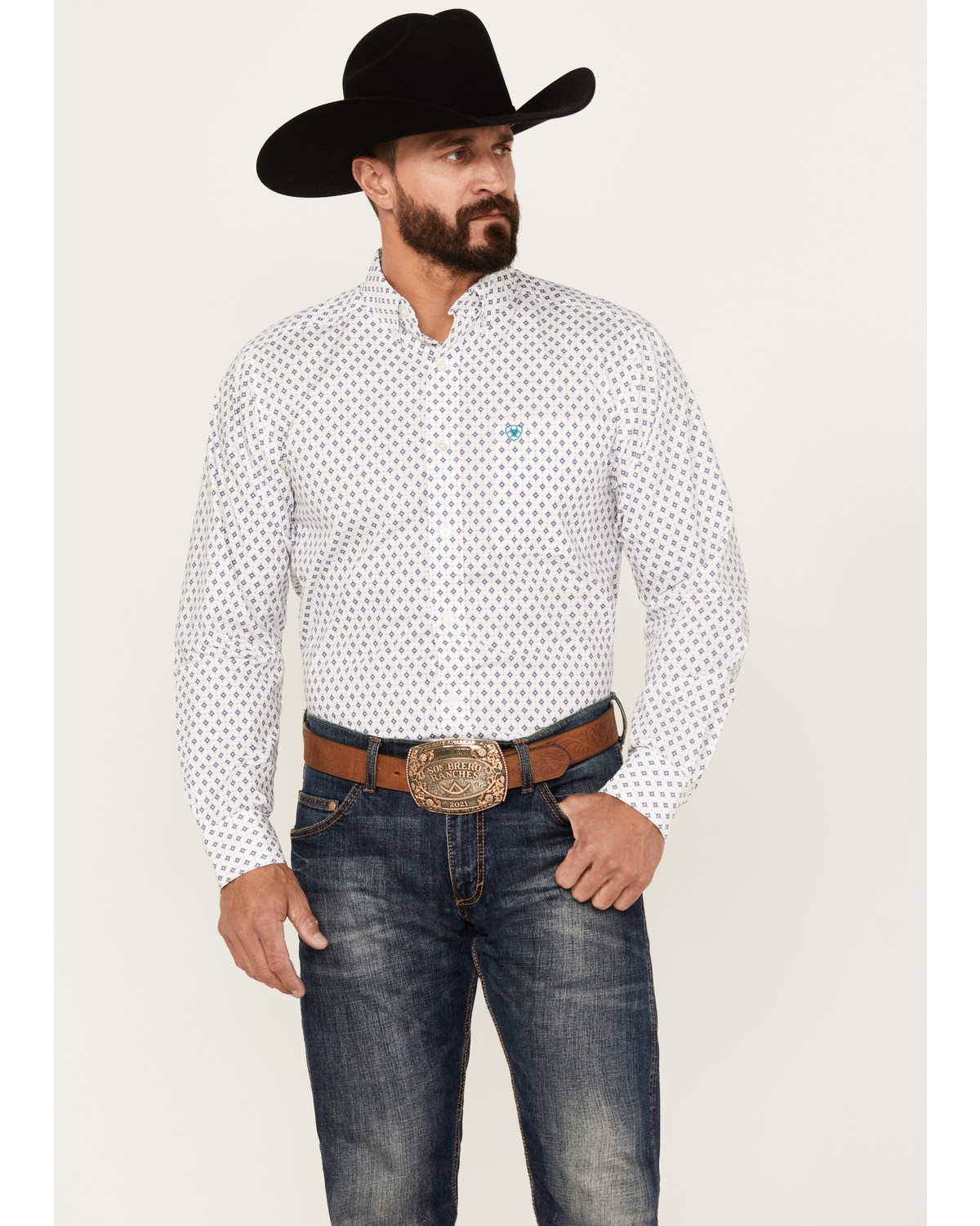 Ariat Men's Boone Geo Print Long Sleeve Button-Down Western Shirt