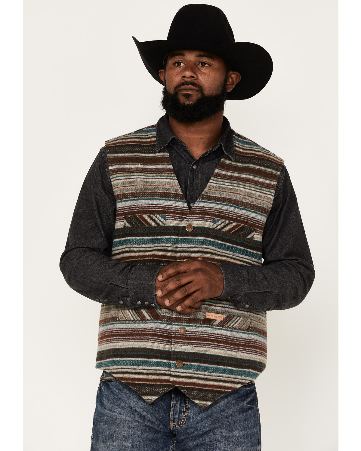Powder River Outfitters Men's Serape Stripe Print Wool Vest