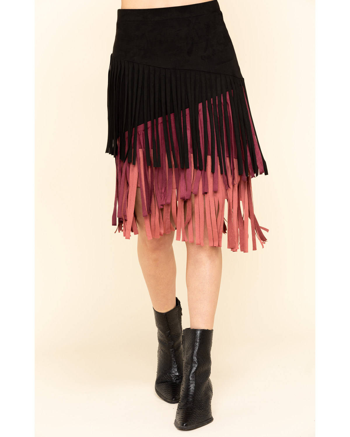pink fringe skirt