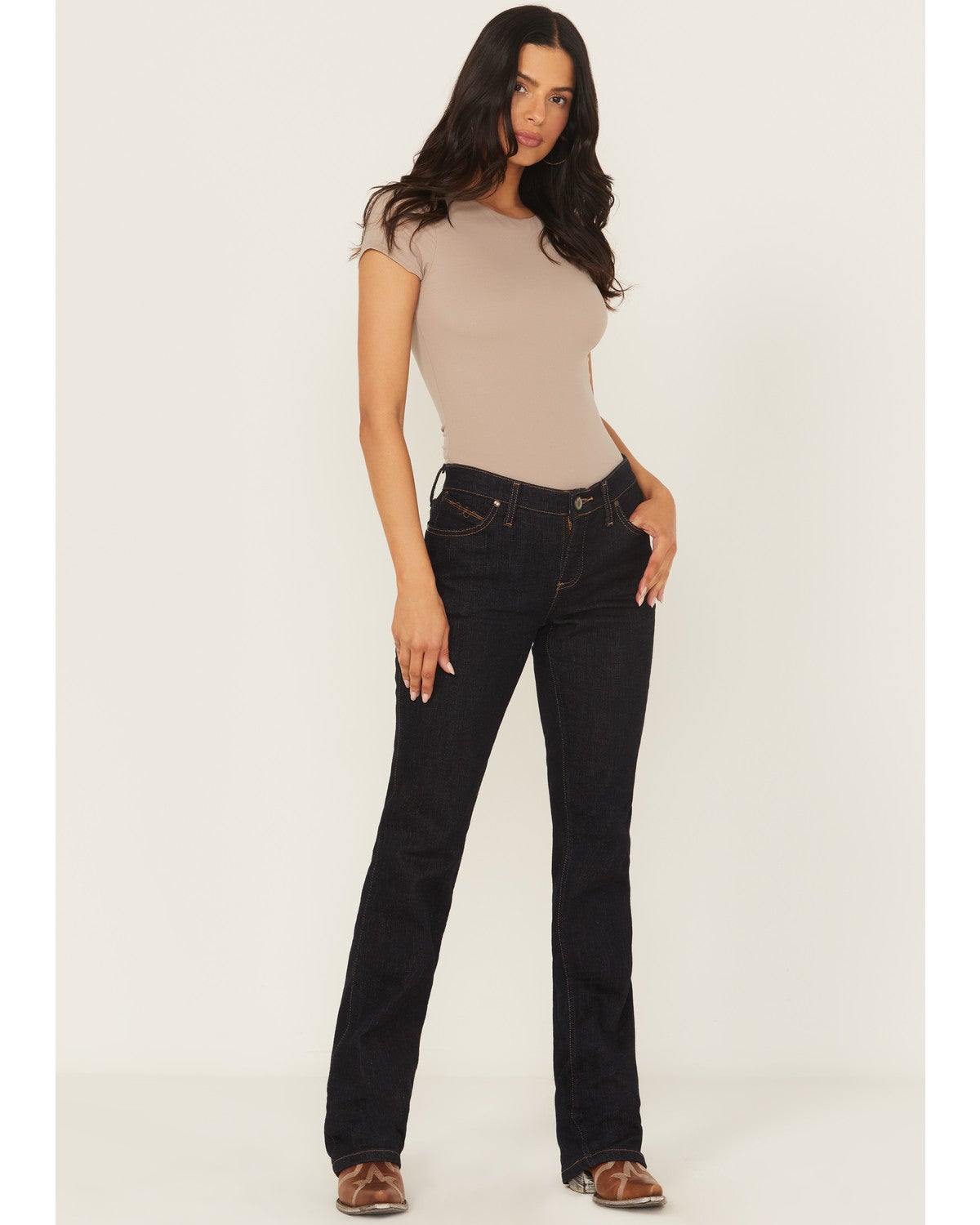 Wrangler Womens Dark Dynasty Ultimate Riding Q Baby Jeans - 