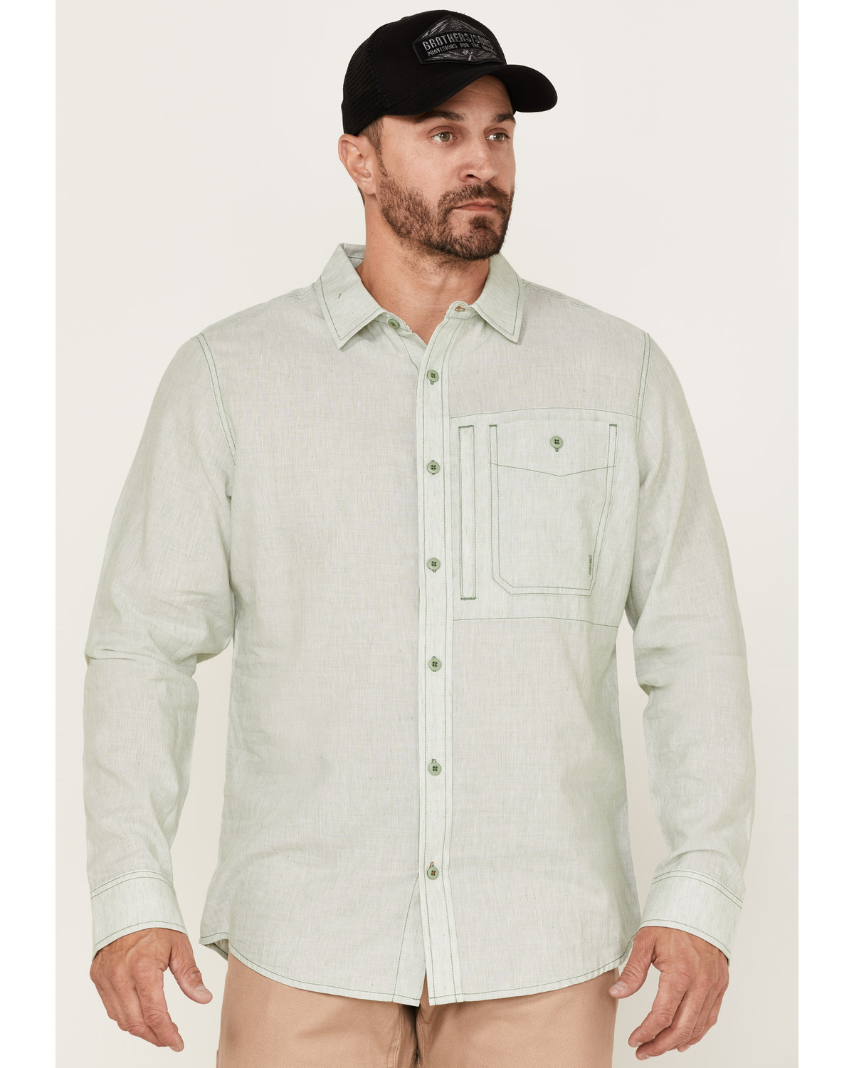 Brothers and Sons Men's Performance Solid Long Sleeve Button Down Western Shirt
