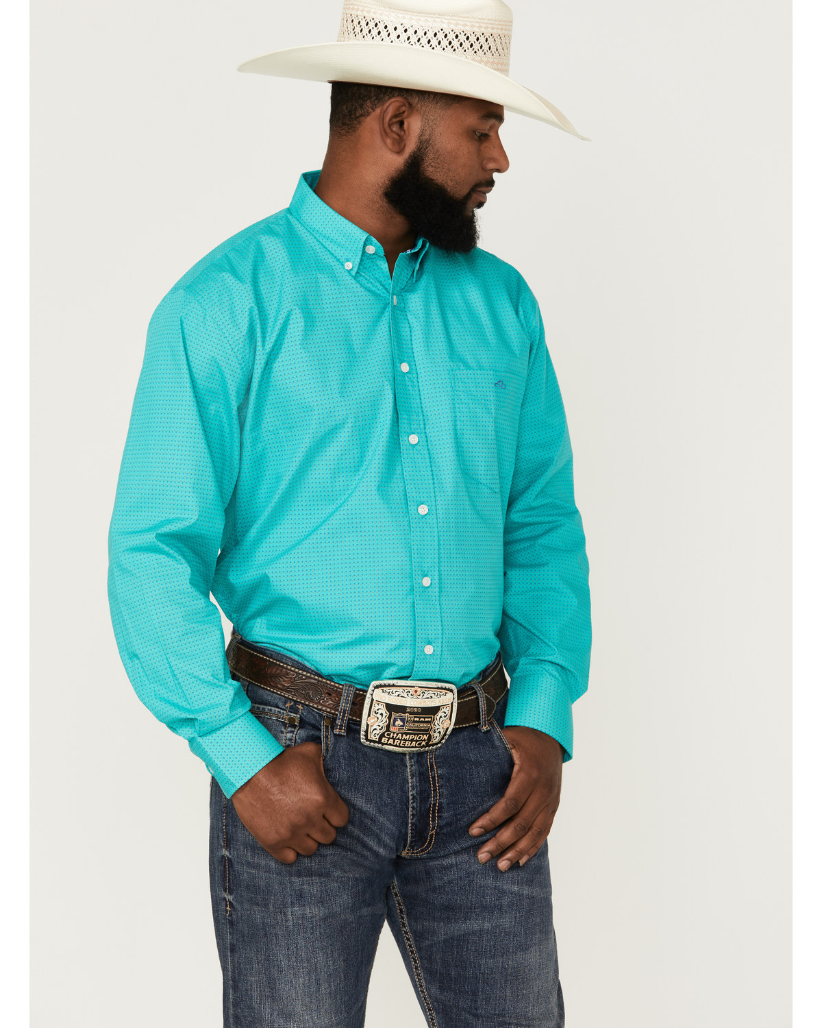 Resistol Men's Medley Diamond Geo Print Long Sleeve Button Down Western Shirt