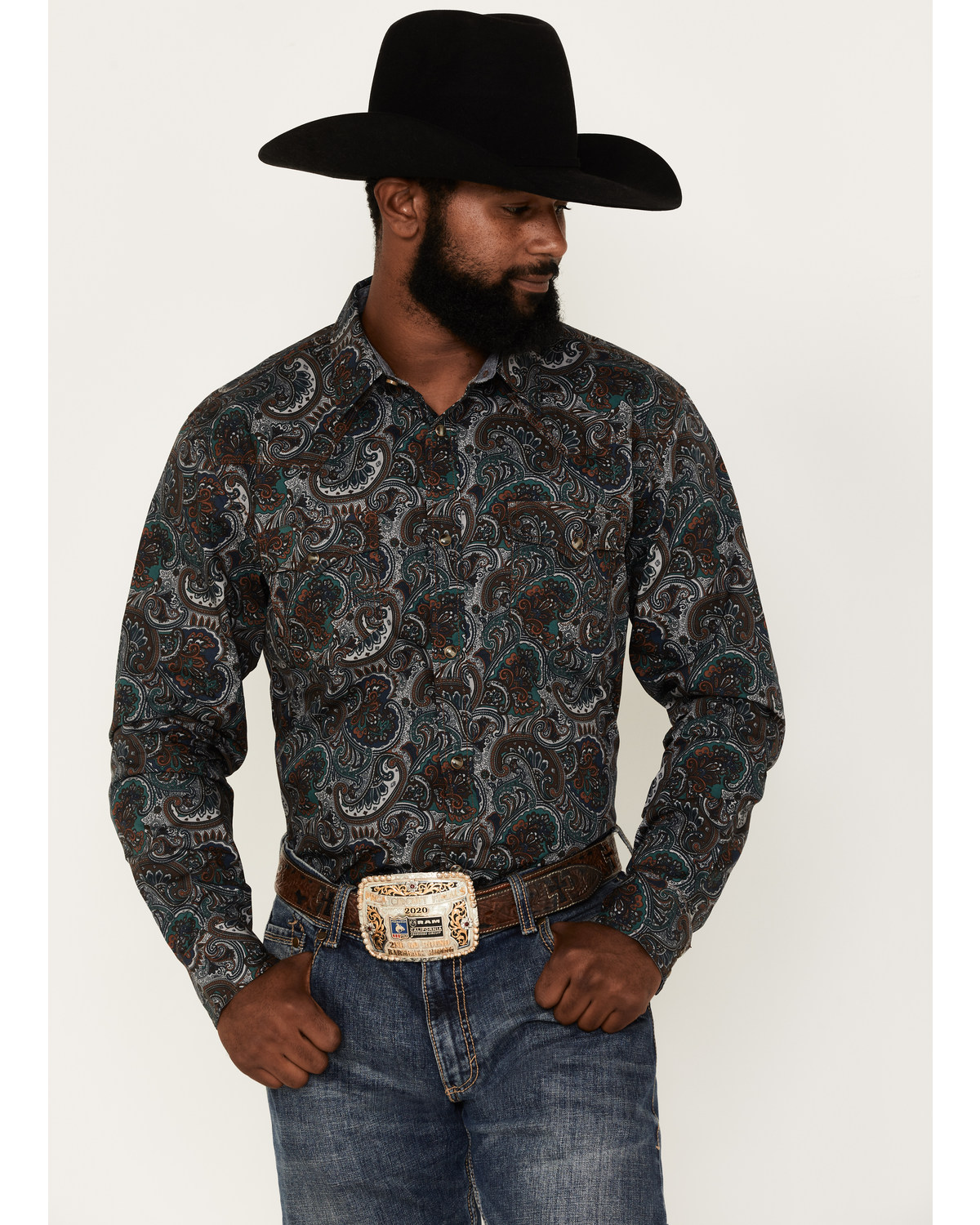 Cody James Men's Paisley 101 Print Long Sleeve Snap Western Shirt