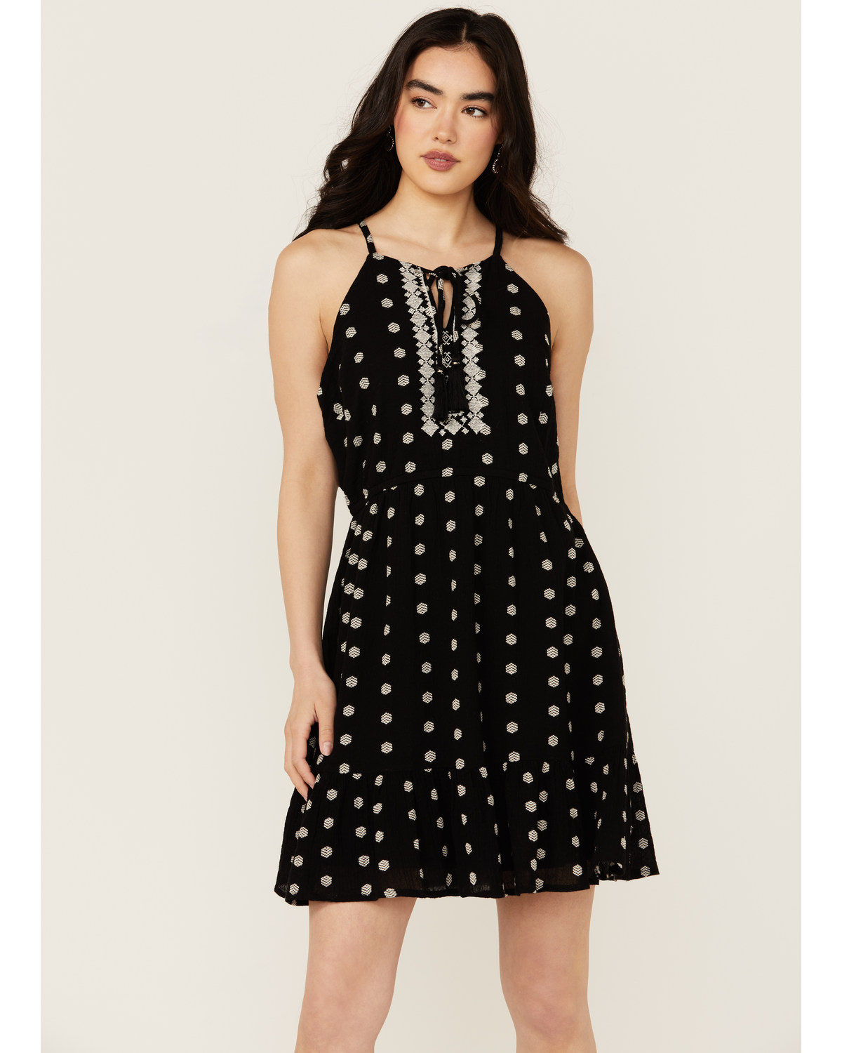 Idyllwind Women's Zelida Embroidered Halter Neck Mini Dress