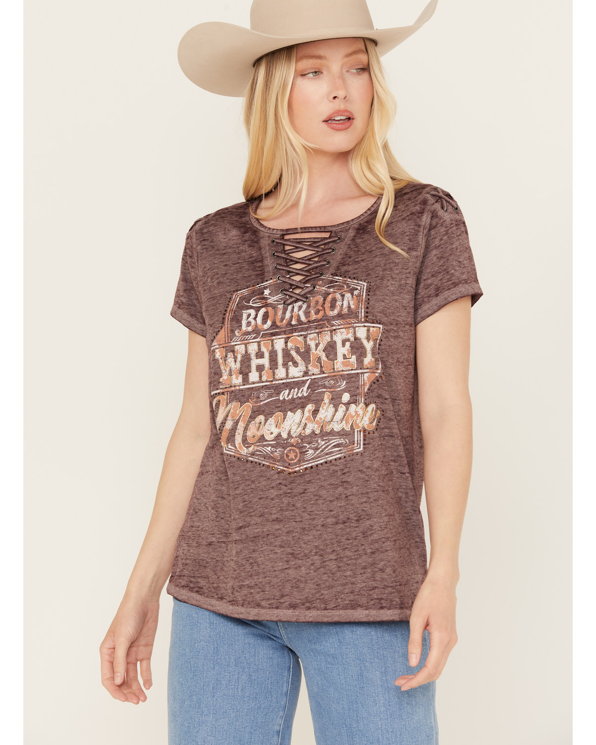 Blended Women's Whiskey Lace-Up Graphic Tee
