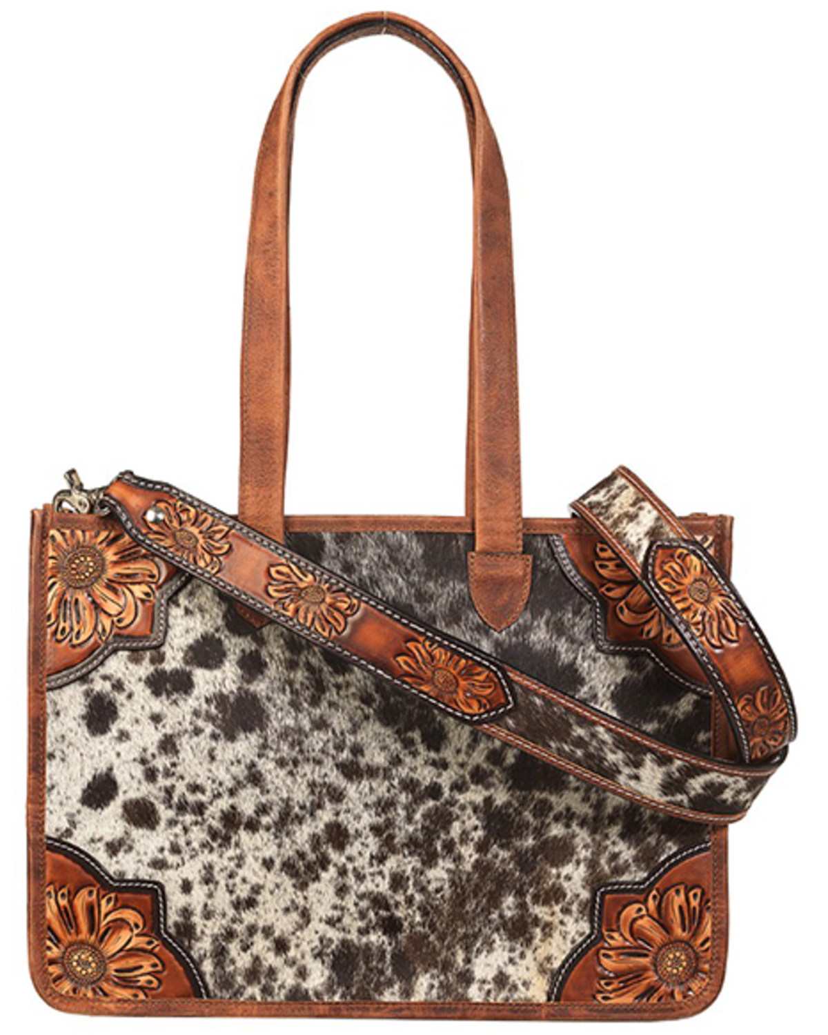 Angel Ranch Women's Spotted Calf Hair Crossbody Tote