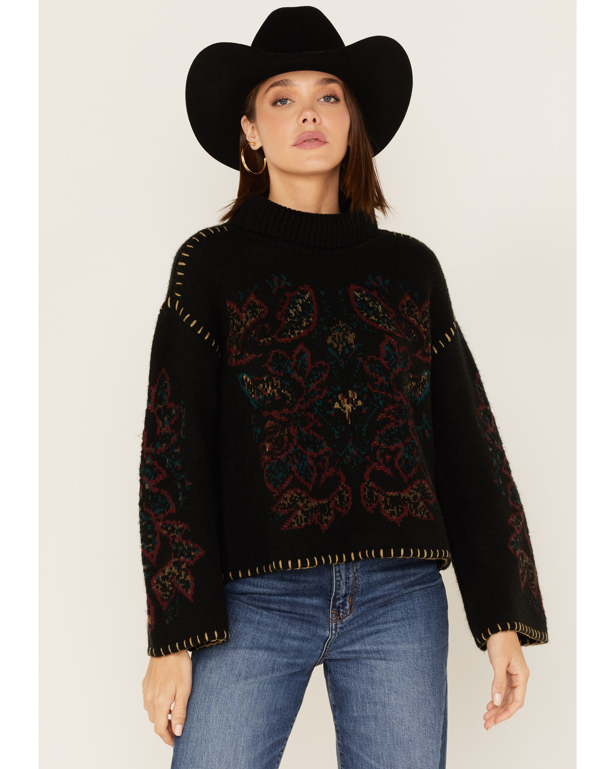 Shyanne Women's Paisley Knit Turtleneck Sweater