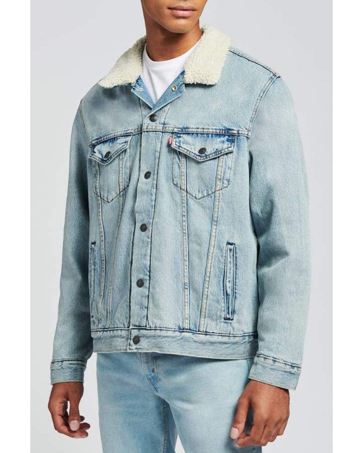 white denim sherpa jacket