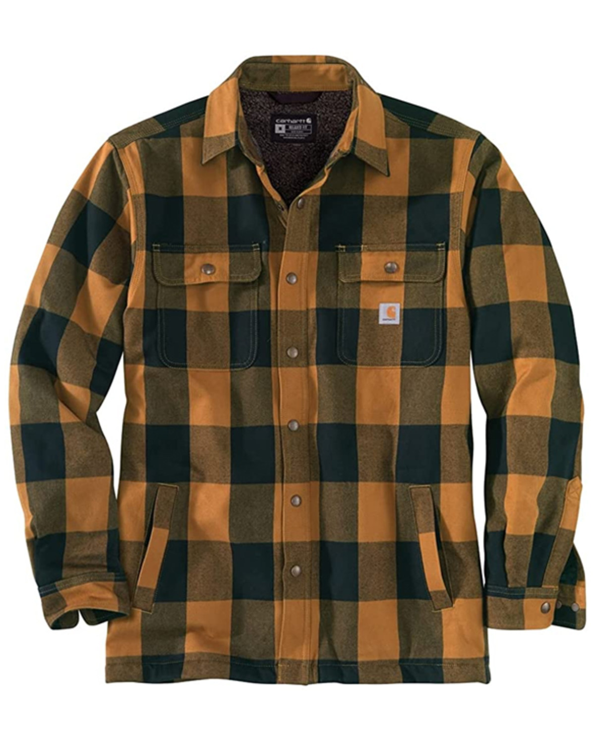 Carhartt Men's Relaxed Fit Heavyweight Flannel Sherpa Lined Shirt Jacket - Brown - XL