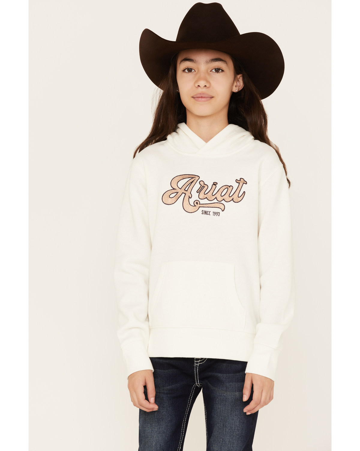 Ariat Girls' Boot Barn Exclusive Metallic Embroidered Logo Hoodie