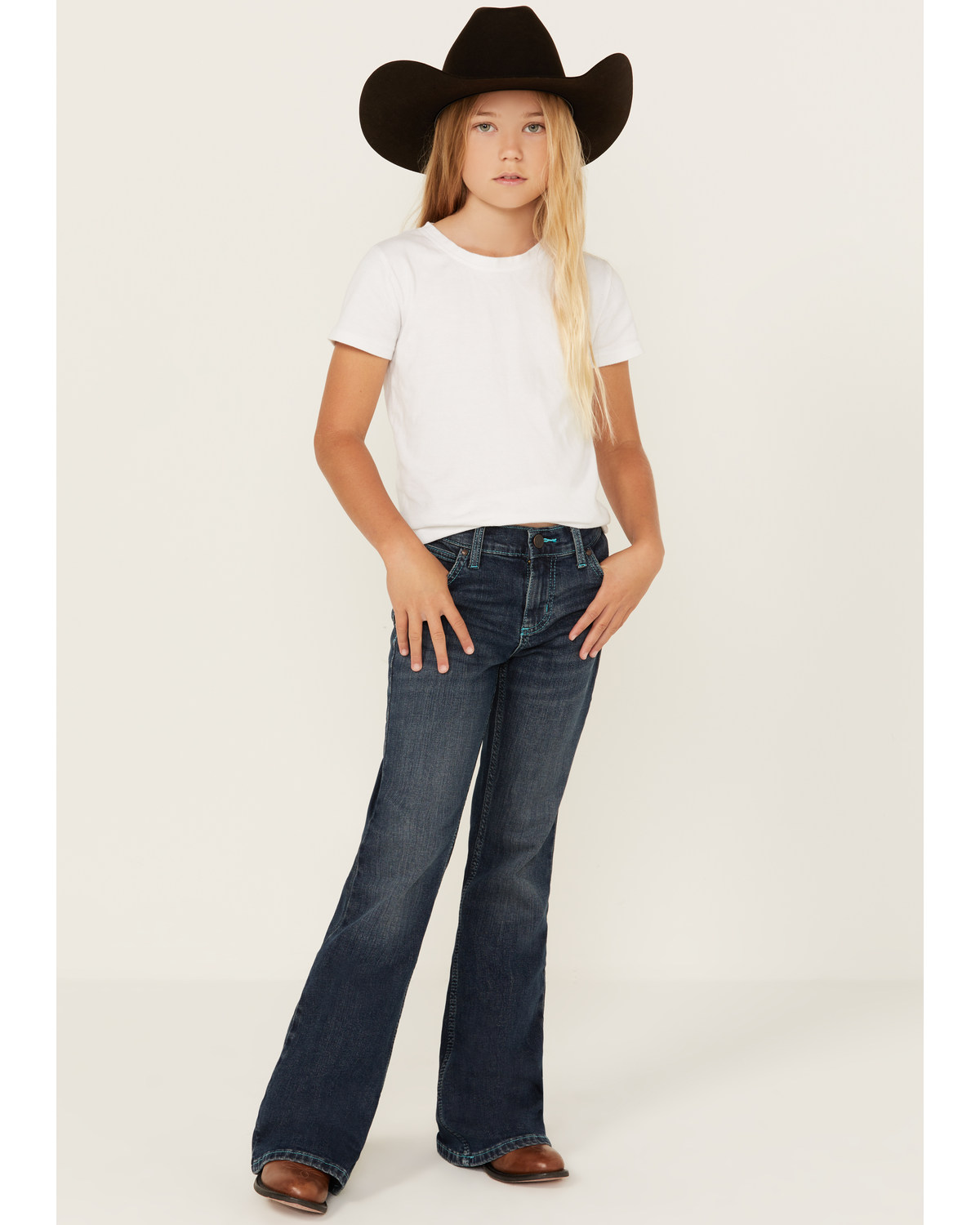 Wrangler Girls' Juliet Medium Wash Stretch Flare Jeans