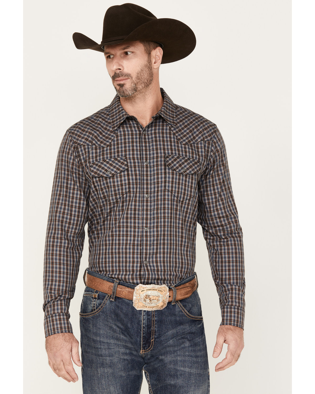 Gibson Men's Foundation Plaid Print Long Sleeve Snap Western Shirt