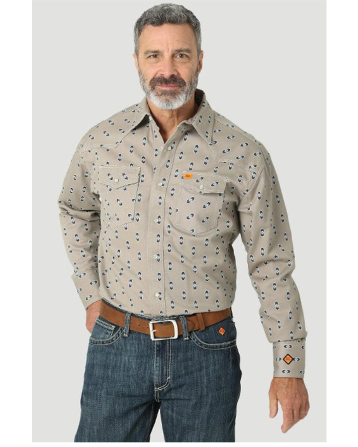 Wrangler 20X Men's FR Southwestern Geo Print Long Sleeve Pearl Snap Western Work Shirt